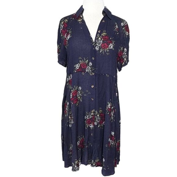 UMGEE Navy Blue Floral Button Front Dress NEW - Picture 1 of 6
